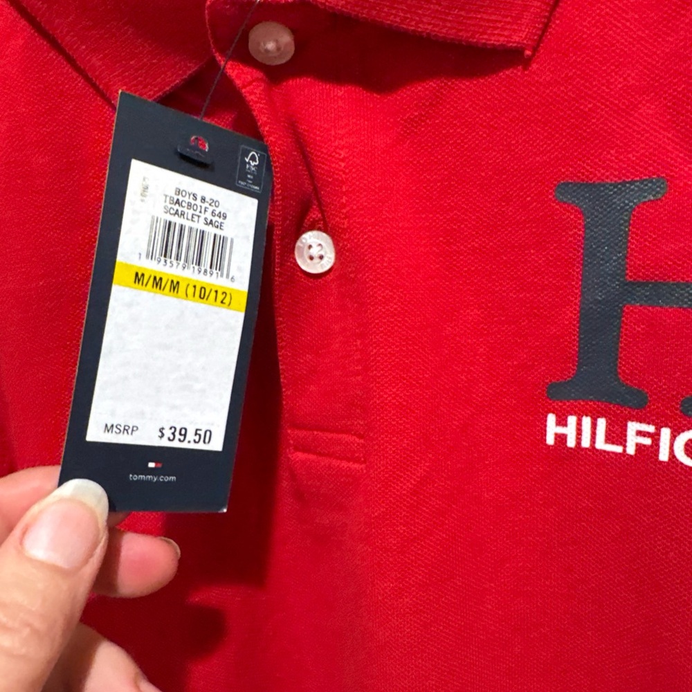 NWT‎ Tommy Hilfiger regal red, White & Blue boys golf polo shirt size m - 12/14 - Picture 2 of 6